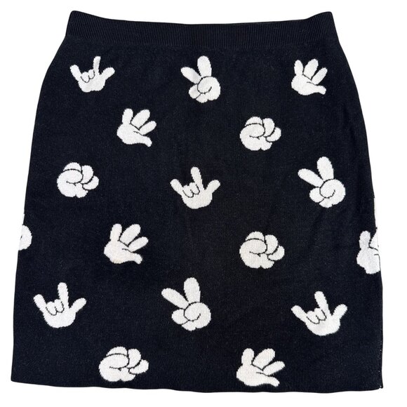 Puella Dresses & Skirts - Puella Knit Soft Skirt Womens Black & White W/Character Hand Gesture Print